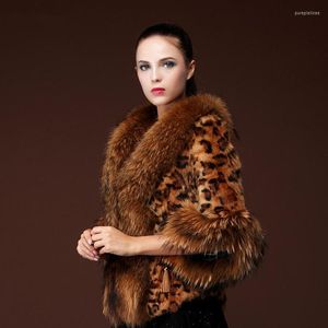 女性の毛皮の女性のフェイク2022ファッションセクシーなヒョウ穀物アライグマヘビーヘアコート厚い暖かい費用対効果