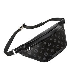 Black Printed Cross Body Fanny Pack 2022 Fashion Men's Chest Bag Genuine Leather Messenger Bags