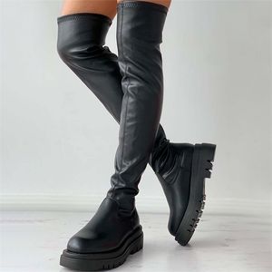 Boots McCKLE Women Over The Knee Pu Leather Autumn Winter Soft Platform Ladies Shoes Fashion Woman Boot Women's Long 220926