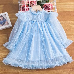 Girl's Dresses Spring Dress For Girls Long Sleeve Polka Dot Kids Elegant Wedding Evening Party Clothes Children Winter Casual Clothing 220927