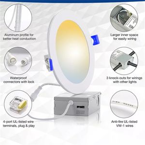 Flat LED Pot Panel Light ETL Godkänd SMD Round Slim Justerbar Dimble 4 Inch 6inch 9W 12W 5CCT Switch Recess