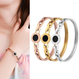 Bransoletka bransoletka stalowa kobieta mężczyzna Rose Gold Kolor czarna opaska na rękę Brzeszczo Brzececzki Bracelets Femm