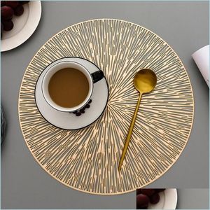 Mats Pads Hollow Tovaglietta tonda Impermeabile Antiscivolo Tavolo da pranzo Heat Insation Steak Plate Pad Caffè Accessori da cucina Drop Deliv Dhmps