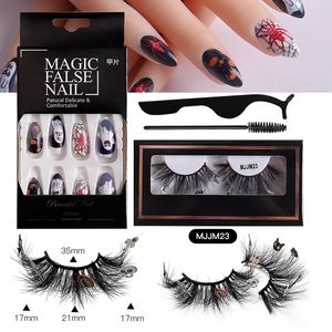 Curly Thick Mink False Eyelashes Fake Nail Set f￶r Halloween Party Messy Crisscross Hand Made ReaUzeble Multilayer 3D Fake Lashes Extensions 14 Models DHL