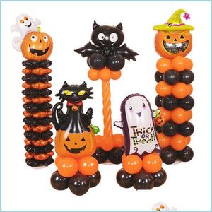 Dekoracja imprezy 10pcs/set Halloween Dypkin Ghost Witch Bat Bat Balloony Zestaw Hallowmas Black Orange Ballon Supplies Drop dostawa 2 Dhilw