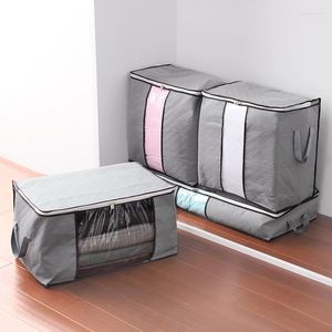 Storage Bags Gray M-XL Size Foldable Bag Clothes Blanket Pillow Quilt Closet Sweater Box Organizer Wardrobe Helper