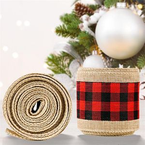 Juldekorationer DIY Gift Decor Linen Tartans Weaving Bandage Year Decoration 2022 Tree Ornament Home