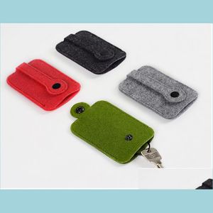 Nyckelringar Vintage Key Rings Creative Felt Holder Pouch Bag House Keeper Keeper Kort Organiser Er Case Mens Women Mini Pocket Drop Deliv Dhjty