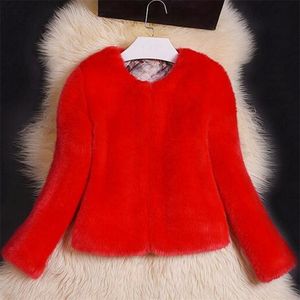 여자 모피 가짜 겨울 코트 여성 인조 모피 모방 토끼 인공 재킷 가짜 크기 5xl 220927