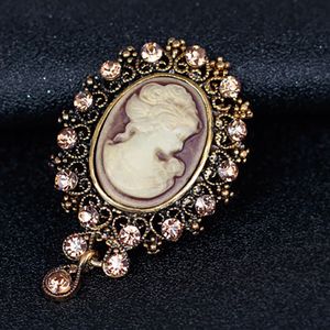 Lady Photo Frame Head Portrait Brooch Pin Fashion Business Suit Tops Corsage Rhinestone Brooches Fashion Jewelry Gift