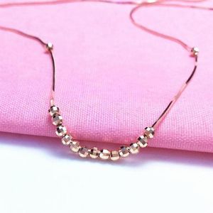 Chains 585 Purple Gold Plated 14k Rose Small Bead Soft Chain Necklace For Women Classic Charm Creative Party Jewelry Pendant Gift