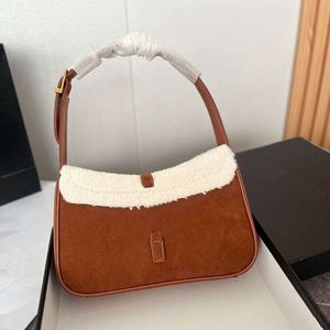 Evening Bags WoolUnderarm Women Bag Lamb Quality Clutch Handbag Purse Tote Bags Leather Handle Brand Letters Shoulder Hobo Solid Color