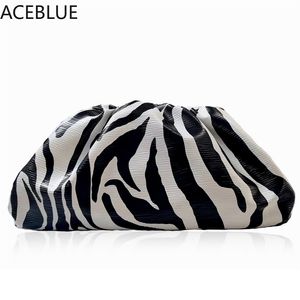 Kvällspåsar AceBlue Fashion Day Clutch Dumpling Zebra Holografiska molnklipp Purse Kvinnor Puched Pouch Handbag 220926