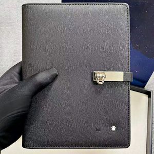 Pure Pearl Lock Catch Design Notepads Black Grain Leather Cover Quality Paper Chapters MC Notebook Unique Loose-Leaf Writing Stationery