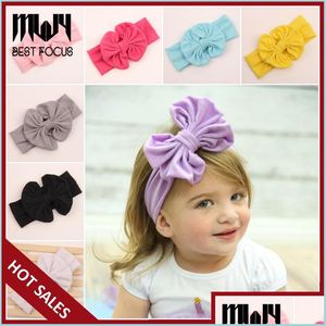 Hair Clips Barrettes Baby Headwear Bowknot Hair Accessories Cotton Bow With Soft Elastic Crochet Headbands Stretchy Band 200 Pcs/Lot Dh7M0