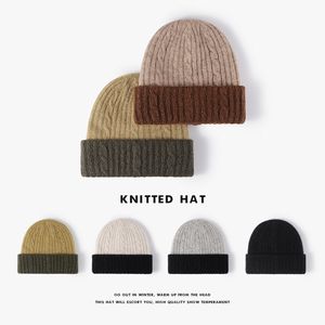 2022 Mężczyźni i kobiety mogą używać dzianinowej kapeluszu Zimowa podwójna warstwa na zewnątrz ciepłe grube ochronę ucha moda patchworka kolorowe pary kapelusz