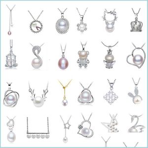 Collane con ciondolo Collana di perle per le impostazioni delle donne Sterling 925 Ciondolo in argento Can Fai da te Gioielli di moda con catena Regalo Drop Delivery 2 Dhwds