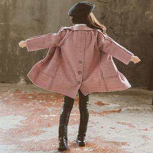 Cappotto Abbigliamento per bambini in lana per bambina Panno bifacciale spesso Stile coreano Lungo inverno 220927