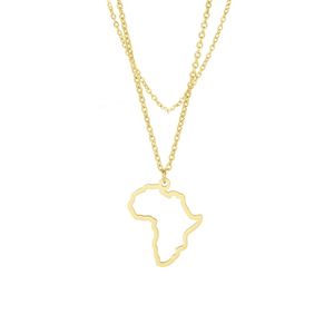 10PCS Small Hollow South Africa Map Necklace Stainless Steel Outline African Continent Pendant Collar Choker Women Minimalist Hometown Country Clavicle Jewelry