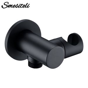 Altri rubinetti Docce Accs Supporto per soffione doccia portatile nero opaco Staffa per montaggio a parete Spruzzatore manuale Accessori in ottone massiccio Connettore Gomito Beccuccio 220927