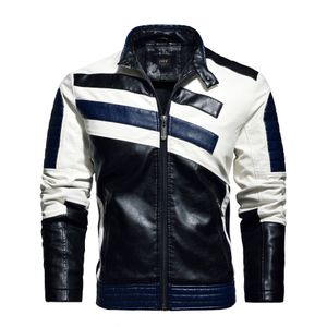 Herrläderjackor Motorcykelstativ Collar dragkedja Nya manliga PU -rockar Biker Street Faux Leather Fleece Bomber Jacket Ytterkläder