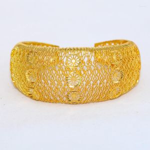 Bangle 24k Luxury Wedding Dubai Bracelets Gold Color For Women Girls Bride Lndia Jewelry Gift #269