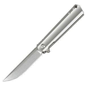 Hot M6674 Flipper Folding Knife D2 Stone Wash Drop Point Blade CNC TC4 Titanium Alloy Handle Ball Bearing EDC Pocket Folder Knives with Nylon Bag