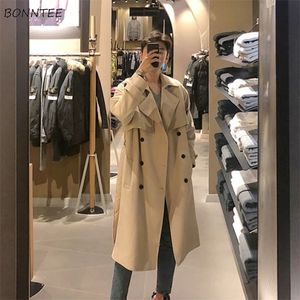 Lã de lã masculina Blends Men Trenches Double Trench Fashion Inglaterra Turn Down Collar Sash Over Knees Windbreaker Masculino Bonito Colégio Casual Casual 220928