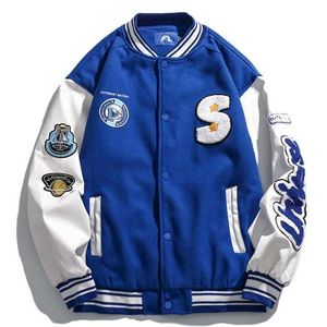 Men's Jackets Men Woman Spring Varsity Jacket Hip Hop Loose Pattern Embroidery Splicing Bomber Jacket Street Preppy Thin Baseball Uniform Fall T220926