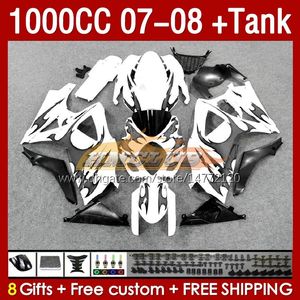 Kit & Tank Fairings For SUZUKI GSXR1000CC black flames GSXR 1000 CC 1000CC 07-08 Bodywork 158No.128 GSXR-1000 GSXR1000 K7 07 08 Body GSX R1000 GSX-R1000 2007 2008 Fairing