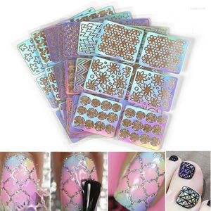 Nail Art Kits, 6 Stück, ausgehöhlte DIY-Tipps, Anleitungen, Transferaufkleber, Zubehör, Maniküre, Aufkleber, Dekoration