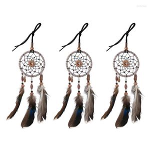 Decorative Figurines 3X Mini Dream Catcher For Car Beaded Natural Feathers And Handmade