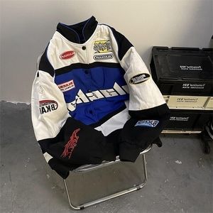 Mens Jackets Spring och Autumn American Y2K Jacket Retro Racing Men Kvinnor med samma ins br Street Motorcykel baseball 220928