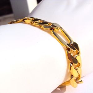 Bangle 10MM FINE THICK MIAMI FIGARO LINK BRACELET CHAIN MADE MENS WOMEN'S 18 K SOLID GOLD FILLED AUTHENTIC FINISH