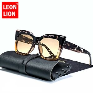 LeonLion Leopard Cateye Sunglasses Retro Eyewear Shades for Women Wholesale Luxury Square Oversized Glasses Gafas De Sol 0928