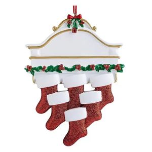 Christmas Decoration Socks Pendant Family Groups DIY Name Blessing Resin Indoor Tree Decor Hanging Ornament Party Creative Xmas Gift