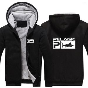 Herrtr￶jor Pelagic Fisher Offshore 2022 Men's Warm Fleece Coat L￥ng ￤rm Huvtr￶ja Leisure Sports Zipper Jacket tjockare