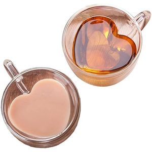 Clear Gift Dubbel väggbeständig te ölglasögon Drinkware Loving Coffee Mug Transparent Glass Heart Shaped Cup RRB15891