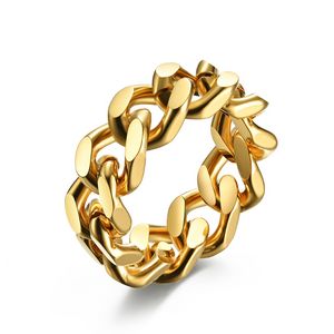 Guld rostfritt stålkedja ring trendiga hiphopringar för män kvinnor mode smycken gåva