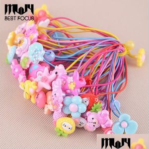 Hair Rubber Bands Fashion New Cartoon Elastics Hair Rubber Bands Childrens Kids Jewelry For Baby Candy Color Girl Accessories Headdre Dhs3P