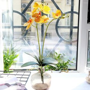 Kwiaty dekoracyjne 1PC sztuczne phalaenopsis orchidea fałszywe pu prawdziwe dekoracje silikonowe rośliny ślubne prezenty x9r0