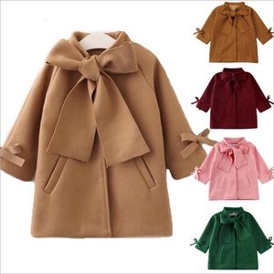 Cappotto Neonate Autunno Inverno Giacca di lana Infantile Natale Bambini Giacca a vento con grande Bownot Abbigliamento Bambino Abbigliamento per bambini 220927