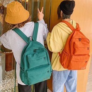 Bolsas escolares de nylon impermeabilizadas mochila mochila de cor sólida casual para adolescentes bolsa escolar de grande capacidade 220926