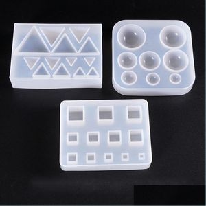 金型Irregar Geometry Sile Molds Round Triangle Cube Epoxy Resin Mods Jewelry Craft DIY Making Suppl