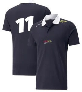 Uniforme del equipo F1 Verano No. 11 Traje de carreras con solapa Camisa POLO deportiva informal de talla grande