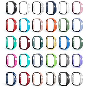 360 Full Cover Hard PC Bumper Proetctive Cases with 9h HD Tempered Glass Film Screen Protector f￶r Apple Watch S8 Ultra 49mm med detaljhandelspaket