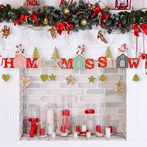 Decorações de Natal Feliz Ano Feliz Casa Modelagem Estrela Amor Coração Árvore Pequena Carta De Madeira Presente de Natal Porta Pendurada Pingente Decoração de Casa