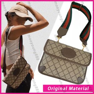 12A Upgrade Mirror Quality Designer Vintage Tiger Bag Classic Luxurys Flap Handväskor Womens Crossbody Shoulder Strap Box Bag Beige Canvas äkta läderväska