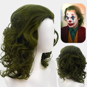 Populär film clown joker arthur fleck blandad grön kort curly cos anime peruk