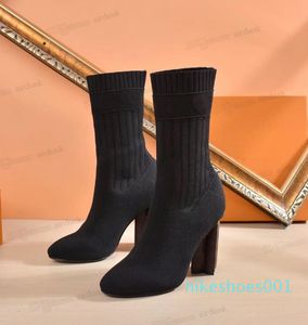 2022 Boots Fashion Sexy Sexy Kind Elastic Boot Designer Alphabetic Women Shoes Lady Lady Lidge High Heels Большой размер 35-42 US5-US11 с B